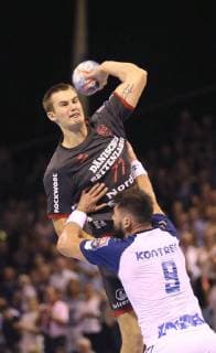 Foto : Torwurf von Magnus RÖD ( Flensburg ) gegen Tin Kontrec Handball Herren 1. Bundesliga am Mi. 19.09.2018 Flensburg - HC Zagreb