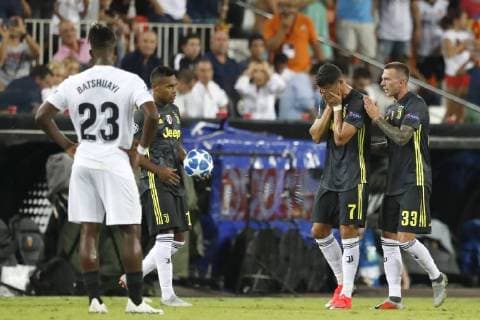 VALENCIA, 19-09-2018, Stadium Mestalla, season 2018 2019, Champions League football. Juventus player Cristiano Ronaldo gets a red card and is sent off the pitch during the match Valencia CF - Juventus Valencia - Juventus  x2477289x