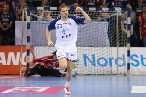 SG Flensburg Handewitt vs HC PPD Zagreb, Handball, EHF Champions League Gruppenphase, 19.09.18 Jubel Torjubel bei Lovro Jotic (HC PPD Zagreb, 23)