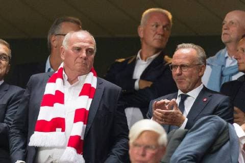 Lissabon, Portugal 19.09.2018, UEFA Champions League - 2018 19 Season, Gruppenphase - Gruppe E - 1. Spieltag, Benfica Lissabon - FC Bayern Muenchen, Uli Hoeness (FCB) und Karl-Heinz Rummenigge (FCB) schaut ( DeFodi053