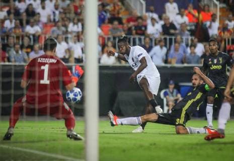 during the football match between Valencia CF and Juventus FC on September 19, 2018 at Mestalla stadium in Valencia, Spain.