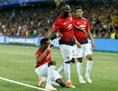 Bern, Schweiz 19.09.2018, UEFA Champions League - 2018 19 Season, Vorrunde, Gruppenphase - Gruppe H - 1. Spieltag, BSC Young Boys - Manchester United ManU jubel, Torjubel um Paul Pogba (MAN) nach dem treffer zum 0:1 ( DeFodi048