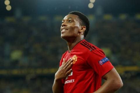 Sport Bilder des Tages Bern, Schweiz 19.09.2018, UEFA Champions League - 2018 19 Season, Vorrunde, Gruppenphase - Gruppe H - 1. Spieltag, BSC Young Boys - Manchester United ManU Anthony Martial (MAN) jubelt, Torjubel nach seinem treffer zum 0:3 ( DeFodi048