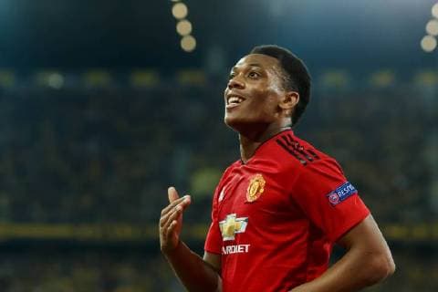 Bern, Schweiz 19.09.2018, UEFA Champions League - 2018 19 Season, Vorrunde, Gruppenphase - Gruppe H - 1. Spieltag, BSC Young Boys - Manchester United ManU Anthony Martial (MAN) jubelt, Torjubel nach seinem treffer zum 0:3 ( DeFodi048