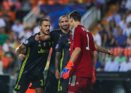 during the football match between Valencia CF and Juventus FC on September 19, 2018 at Mestalla stadium in Valencia, Spain.