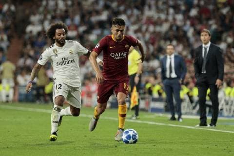 Real Madrid s Marcelo Vieira and AS Roma s Cengiz Under during Champions League match. September 19, 2018.  (201809190082)