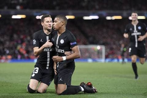 07 KYLIAN MBAPPE (PSG) - 23 JULIAN DRAXLER (PSG) - JOIE FOOTBALL : Liverpool vs Paris SG - Ligue des Champions - 18 09 2018 AnthonyBIBARD FEP Panoramic 