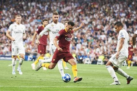 September 19, 2018 - Madrid, Spain - Casemiro (midfielder; Real Madrid), Marcelo (defender; Real Madrid) in action during the UEFA Champions League match between Real Madrid and AS Roma at Santiago Bernabeu on September 19, 2018 in Madrid, Spain Real Madrid vs AS Roma UEFA Champions League  - ZUMAg15_ 20180919_zaf_g15_057 Copyright: xJackxAbuinx