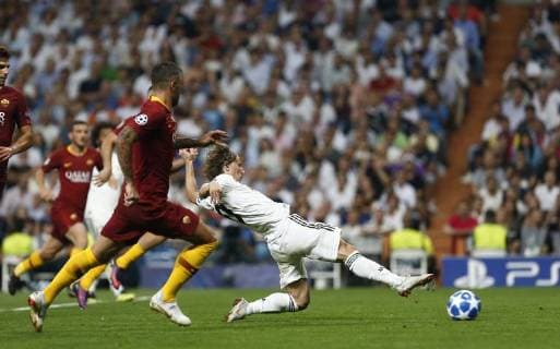 September 19, 2018 - Madrid, Madrid, Spain - Modric (Real Madrid) seen in action during the UEFA Champions League group G football match Real Madrid against AS Roma at the Santiago Bernabeu Stadium in Madrid..Final Score Real Madrid against AS Roma at the Santiago Bernabeu Stadium in Madrid - 19 Sept 2018 - ZUMAs197 85578436st Copyright: xManuxReinox