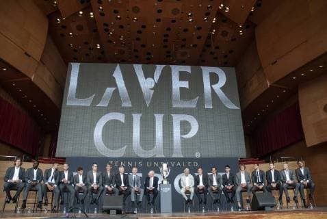 September 19, 2018 - Chicago, IL, U.S - The second annual Laver Cup Championship takes place in Chicago from September 21 -23, 2018. John McEnroe is captain of Team World and Bjorn Borg acts as captain of Team Europe. Some of the best tennis players in the world compete in this new prestigious tournament named after tennis legend Rod Laver. Pictured: Team World and Team Europe at Chicago Welcome Ceremony. The Laver Cup Comes to Chicago - ZUMAh86_ 85581521st Copyright: xKarenxI.xHirschx
