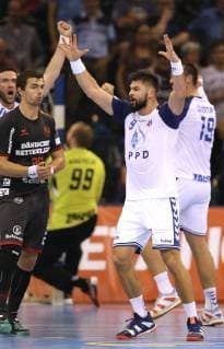 Foto : Siegesjubel Zagreb , Tin Kontrec Handball Herren Championsleague am Mi. 19.09.2018 Flensburg - HC Zagreb