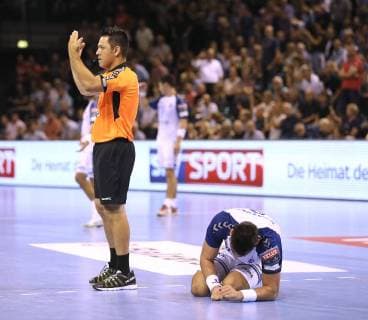 Foto : am Boden zerstört , Tin Kontrec Zagreb Handball Herren Championsleague am Mi. 19.09.2018 Flensburg - HC Zagreb