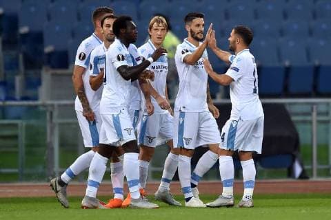 Fußball, EL, Lazio Rom - Apollon Limassol Luis Alberto of Lazio celebrates scoring goal of 1-0 Esultanza Gol con Felipe Caicedo, Dusan Basta e Riza Durmisi Roma 20-09-2018 Stadio Olimpico Football Calcio Europa League 2018 2019 Group H Lazio - Apollon Foto Antonietta Baldassarre Insidefoto antoxbalda