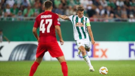 SOCCER - EL, Rapid vs Spartak VIENNA,AUSTRIA,20.SEP.18 - SOCCER - UEFA Europa League, group stage, SK Rapid Wien vs Spartak Moscow. Image shows Stefan Schwab (Rapid). Keywords: Wien Energie. GEPAxpictures xPhilippxBrem