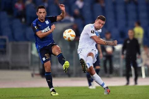 Fußball, EL, Lazio Rom - Apollon Limassol Andre Schembri Apollon, Sergej Milinkovic Savic Lazio Roma 20-09-2018 Stadio Olimpico Football Calcio Europa League 2018 2019 Group H Lazio - Apollon Foto Antonietta Baldassarre Insidefoto antoxbalda