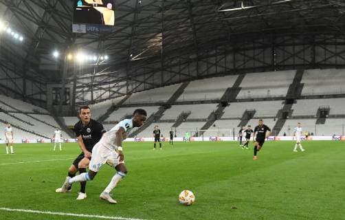20.09.2018, xjhx, Fussball UEFA Europa League, Olympique Marseille - Eintracht Frankfurt emspor, v.l. Bouna Sarr (Olympique Marseille), Filip Kostic (Eintracht Frankfurt) (DFL DFB REGULATIONS PROHIBIT ANY USE OF PHOTOGRAPHS as IMAGE SEQUENCES and or QUASI-VIDEO) Marseille