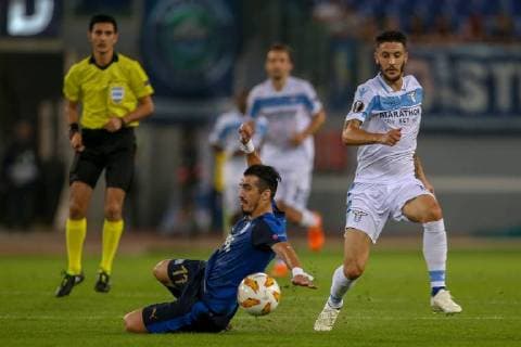 FuÃŸball, EL, Lazio Rom - Apollon Limassol 20th September 2018, Stadio Olimpico, Rome, Italy; UEFA Europa League football, Lazio versus Apollon Limassol; Hectoir Yuste of Apollon Limassol challenges Luis Alberto of Lazio  ActionPlus12064023 GiampieroxSposito