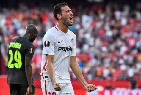 Sevilla s Argentinian midfielder Franco Vazquez jubilates a goal during the UEFA Europa League groups phase match between Sevilla and Standard Lieja, at the Sanchez Pizjuan stadium, in Seville, Andalusia, Spain, 20 September 2018. Sevilla vs. Standard Leija !ACHTUNG: NUR REDAKTIONELLE NUTZUNG!  Copyright: xRaulxCarox SEV14 20180920-636730719584580813