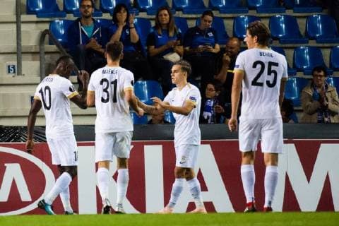 Fußball, EL, KRC Genk - Malmö FF 180920 Mbwana Samatta of Genk celebrates scoring 2-0 during the Europa League group stage match between Genk and Malmö FF on September 20, 2018 in Genk. Photo: Ludvig Thunman BILDBYRAN kod LT 35538 Copyright: LUDVIGxTHUNMAN BB180920LT066