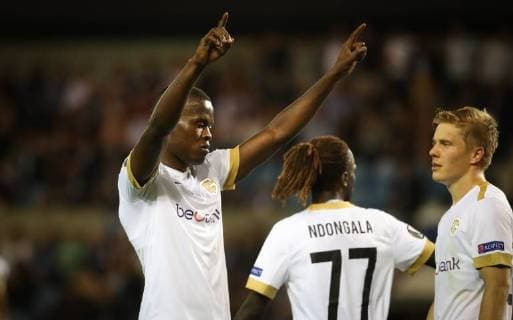 Fußball, EL, KRC Genk - Malmö FF Genk s Aly Mbwana Samatta celebrates after scoring during the match between Belgian soccer team KRC Genk and Swedish club Malmo FF in Genk, Thursday 20 September 2018, on day one of the UEFA Europa League group stage. VIRGINIExLEFOUR  x05430206x