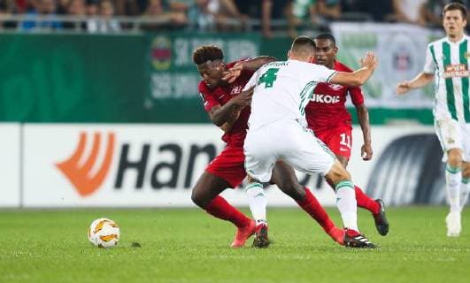SOCCER - EL, Rapid vs Spartak VIENNA,AUSTRIA,20.SEP.18 - SOCCER - UEFA Europa League, group stage, SK Rapid Wien vs Spartak Moscow. Image shows Ze Luis (Spartak) and Mateo Barac (Rapid). GEPAxpictures xPhilippxBrem