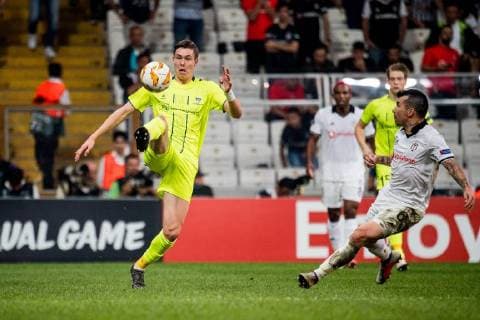 Fußball, EL, Besiktas - Sarpsborg 08 180920 Jorgen Strand Larsen of Sarpsborg 08 during the Europa League match between Besiktas and Sarpsborg 08 on September 20, 2018 in Istanbul. Photo: Fredrik Varfjell BILDBYRAN kod FV 150142 Copyright: FREDRIKxVARFJELL BB180920FV068