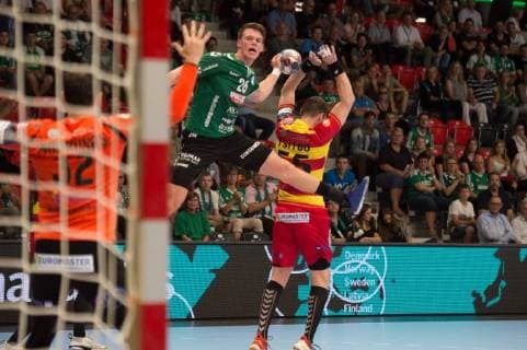 Velux EHF Champions League - Wacker Thun - Riihimäen Cocks Gümligen, 20.09.2018, Handball Velux EHF Champions League, Saison 2018 2019, Wacker Thun - Riihimäen Cocks, Ron Delhees (Wacker)