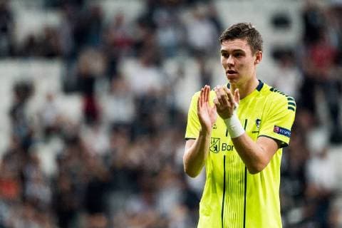 Fußball, EL, Besiktas - Sarpsborg 08 180920 Jorgen Strand Larsen of Sarpsborg 08 after the Europa League match between Besiktas and Sarpsborg 08 on September 20, 2018 in Istanbul. Photo: Fredrik Varfjell BILDBYRAN kod FV 150142 Copyright: FREDRIKxVARFJELL BB180920FV082