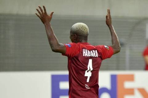UEFA Europa League 2018 2019 Gruppenphase Group Stage, 1. Spieltag, RB Leipzig vs. FC Salzburg (Red Bull Salzburg) (20.09.2018) Amadou Haidara (Salzburg) jubelt nach seinem Tor zum 0:2. Leipzig Sachsen Deutschland
