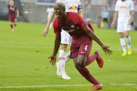 UEFA Europa League 2018 2019 Gruppenphase Group Stage, 1. Spieltag, RB Leipzig vs. FC Salzburg (Red Bull Salzburg) (20.09.2018) Amadou Haidara (Salzburg) jubelt nach seinem Tor zum 0:2. Leipzig Sachsen Deutschland