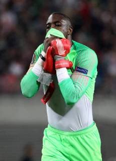 GER, Europa League, Gruppen B, RasenBallsport Leipzig vs Besiktas Istanbul 20.09.18 , Leipzig, Red Bull Arena, GER, Saison 2018 2019, UEFA Europa League, Gruppe B, 1.Spieltag von 6 RasenBallsport Leipzig vs FC Red Bull Salzburg im Bild Torwart Yvon Mvogo (Leipzig) enttäuscht DFL regulations prohibit any use of photographs as image sequences and or quasi-video