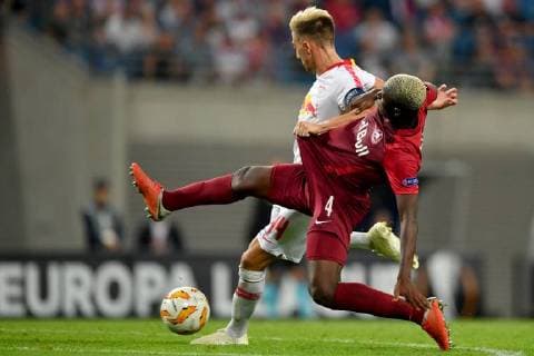 SOCCER - EL, RB Leipzig vs RBS LEIPZIG,GERMANY,20.SEP.18 - SOCCER - UEFA Europa League, group stage, RasenBallsport Leipzig vs Red Bull Salzburg. Image shows Kevin Kampl (RB Leipzig) and Amadou Haidara (RBS). GEPAxpictures xFlorianxErtl