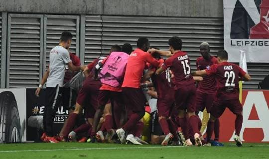 Fussball, Herren, Saison 2018 2019, Europa League (Gruppe B, 1. Spieltag) RB Leipzig - FC Salzburg, Salzburg, Jubel nach Tor zum 2:3, 20.09. 2018, Copyright: xMatthiasxKochx