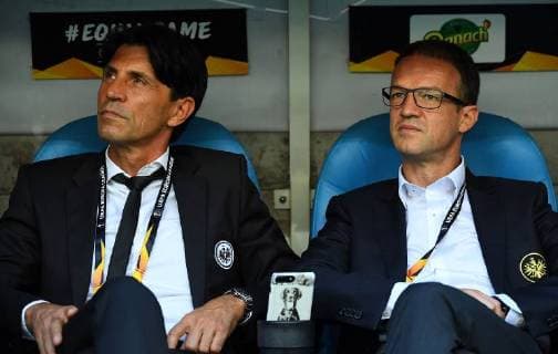 20.09.2018, xjhx, Fussball UEFA Europa League, Olympique Marseille - Eintracht Frankfurt emspor, v.l. Sportdirektor Manager Bruno Huebner (Eintracht Frankfurt), Vorstand Fredi Bobic (Mitglied des Vorstandes Eintracht Frankfurt Fussball AG) (DFL DFB REGULATIONS PROHIBIT ANY USE OF PHOTOGRAPHS as IMAGE SEQUENCES and or QUASI-VIDEO) Marseille