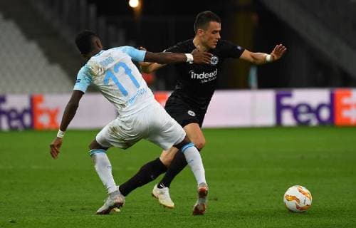 20.09.2018, xjhx, Fussball UEFA Europa League, Olympique Marseille - Eintracht Frankfurt emspor, v.l. Bouna Sarr (Olympique Marseille), Filip Kostic (Eintracht Frankfurt) (DFL DFB REGULATIONS PROHIBIT ANY USE OF PHOTOGRAPHS as IMAGE SEQUENCES and or QUASI-VIDEO) Marseille
