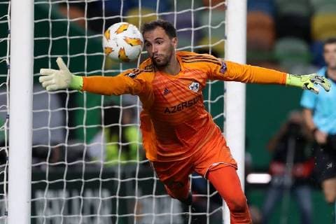 September 20, 2018 - Lisbon, Portugal - Qarabag s goalkeeper Vagner in action during the UEFA Europa League Group E football match Sporting CP vs Qarabag at Alvalade stadium in Lisbon, on September 20, 2018. UEFA Europa League Group E football match Sporting CP vs Qarabag - ZUMAf123 20180920_zap_f123_021 Copyright: xPedroxFiuzax