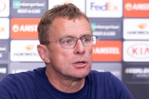 Ralf Rangnick (RB Leipzig, Trainer, head coach) beim Interview, TV; Portrait, Porträt, Fussball, UEFA Europa League, RB Leipzig - FC Salzburg,