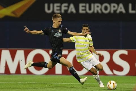 Zagreb, 20.9.2018. - Stadion Maksimir, UEFA EUROPA LEAGUE - 2018 19 SEASON GNK Dinamo Zagreb (dark-blue) - Fenerbahçe SK (yellow) 4:1, Group D - Matchday 1 Dani Olmo (7) vs Ismail Koybasi (6) 