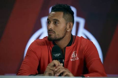 September 20, 2018 - Chicago, Illinois, U.S - Team World player NICK KYRGIOS from Australia answers questions during a team press conference PK Pressekonferenz before the Laver Cup at the United Center in Chicago, Illinois. Laver Cup Team Press Conference - ZUMAl140 20180920_zap_l140_012 Copyright: xShelleyxLiptonx