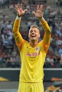 Fußball Europa League Gruppenphase 1. Spieltag RB Leipzig - FC Salzburg am 20.09.2018 in der Red Bull Arena in Leipzig Alexander Walke ( Salzburg ) DFL Regulations prohibit any use of photographs as image sequences and or quasi video.