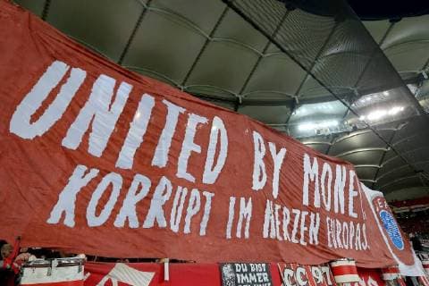 Protestbanner der VfB Fans gegen die Euro 2024 in Deutschland, VfB Stuttgart vs. Fortuna Duesseldorf, DFL regulations prohibit any use of photographs as image sequences and or quasi-video, VfB Stuttgart vs. Fortuna Duesseldorf, 1.Bundesliga, Fussball, 21.09.2018 Stuttgart Copyright: xLanger Eibner-Pressefotox EP_HLR