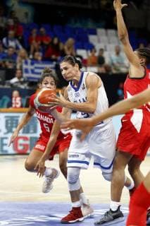 Greece s player Evdokia Stamati (C) in action against Canadian players during their match at the 2018 FIBA Women s Basketball World Cup in San Cristobal de La Laguna, Canary Islands, Spain, 22 September 2018. The FIBA Women s Basketball World Cup runs from 22 to 30 September. 2018 FIBA Women s Basketball World Cup !ACHTUNG: NUR REDAKTIONELLE NUTZUNG!  Copyright: xCristobalxGarciax TNR001 20180922-636732447185754373