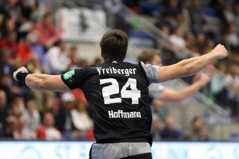 Torjubel bei Robin Hoffmann (HC ELbflorenz Dresden 24), ASV Hamm-Westfalen vs HC Elbflorenz Dresden, Handball, 2. Bundesliga, 22.09.2018, ASV Hamm-Westfalen vs HC Elbflorenz Dresden, Handball, 2. Bundesliga, 22.09.2018 Hamm Copyright: xEibner Jan_Strohdiekx EP_JSK