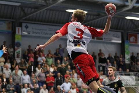 Fabian Huesmann (ASV Hamm-Westfalen 3) von aussen, ASV Hamm-Westfalen vs HC Elbflorenz Dresden, Handball, 2. Bundesliga, 22.09.2018, ASV Hamm-Westfalen vs HC Elbflorenz Dresden, Handball, 2. Bundesliga, 22.09.2018 Hamm Copyright: xEibner Jan_Strohdiekx EP_JSK