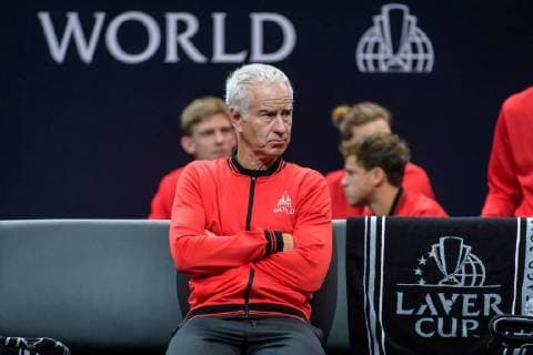 CHICAGO, IL - SEPTEMBER 22: Team World s captain John McEnroe looks on during a singles match between Team World s John Isner of the United States of America and Team Europe s Alexander Zverev of Germany on day two of the 2018 Laver Cup on September 22, 2018, at the United Center in Chicago, Illinois. Zverev beats Isner 3-6 7-6(8) 10-7 . (Photo by Daniel Bartel Icon Sportswire) TENNIS: SEP 22 Laver Cup Icon180922001 EDITORIAL USE ONLY