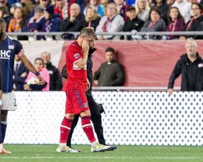 September 22, 2018 - Foxborough, Massachusetts, USA - Foxborough, Massachusetts - September 22, 2018: In a Major League Soccer MLS Fussball Herren USA match, New England Revolution (blue white) tied Chicago Fire (red), 2-2, at Gillette Stadium. Bastian Schweinsteiger - ZUMAt139 20180922_zaa_t139_503 Copyright: xAndrewxKatsampesx