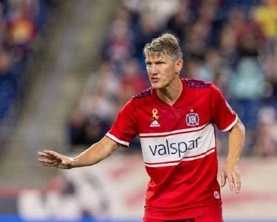 September 22, 2018 - Foxborough, Massachusetts, USA - Foxborough, Massachusetts - September 22, 2018: In a Major League Soccer MLS Fussball Herren USA match, New England Revolution (blue white) tied Chicago Fire (red), 2-2, at Gillette Stadium. Bastian Schweinsteiger - ZUMAt139 20180922_zaa_t139_483 Copyright: xAndrewxKatsampesx
