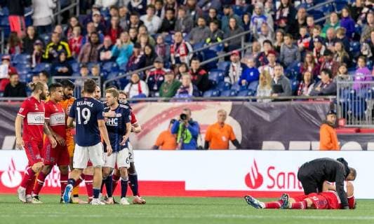 September 22, 2018 - Foxborough, Massachusetts, USA - Foxborough, Massachusetts - September 22, 2018: In a Major League Soccer MLS Fussball Herren USA match, New England Revolution (blue white) tied Chicago Fire (red), 2-2, at Gillette Stadium. Bastian Schweinsteiger - ZUMAt139 20180922_zaa_t139_493 Copyright: xAndrewxKatsampesx