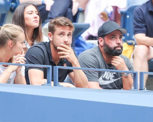 Victoria Azarenka Trainer,coach Benjamin Ebrahimzadeh (mit Kappe) und Sparring Partner Sebastian Sachs in der Spielerloge Copyright: xJuergenxHasenkopfx