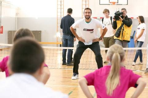 European Week, Marin Cilic 25.09.2018.., Zagreb - As part of the European Sport Week, Marin Cilic visited elementary school Julij Klovic and played with kids on physical education  GoranxStanzl PIXSELL